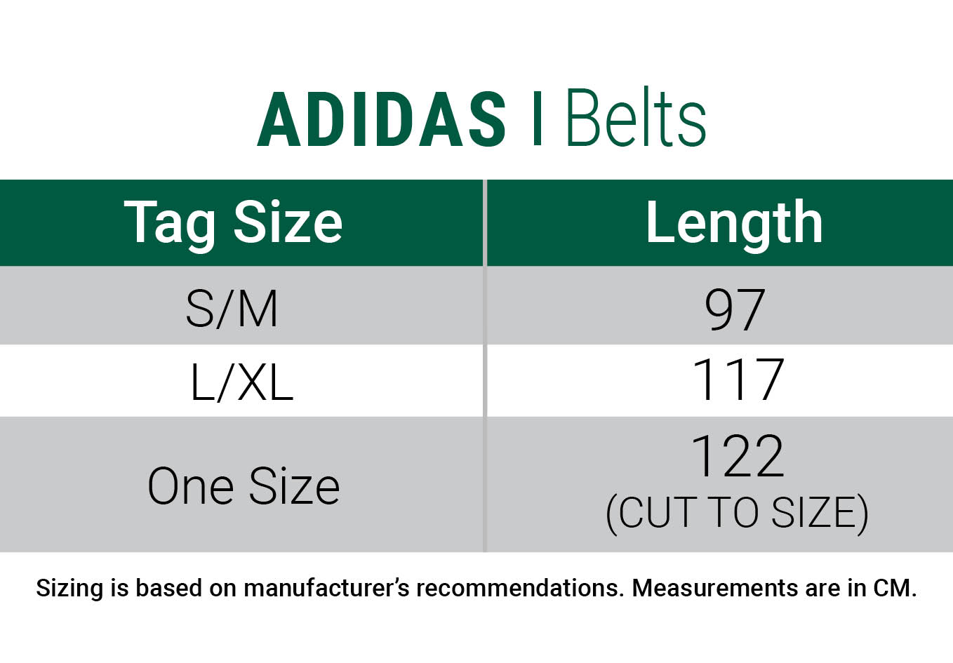 Mens Belt Size Chart