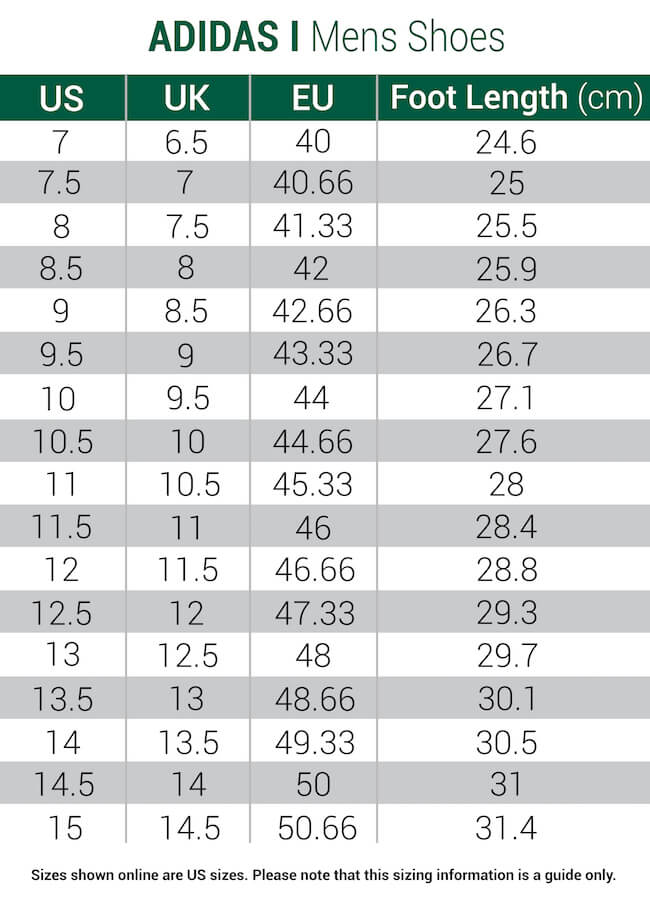 adidas men shoes size chart