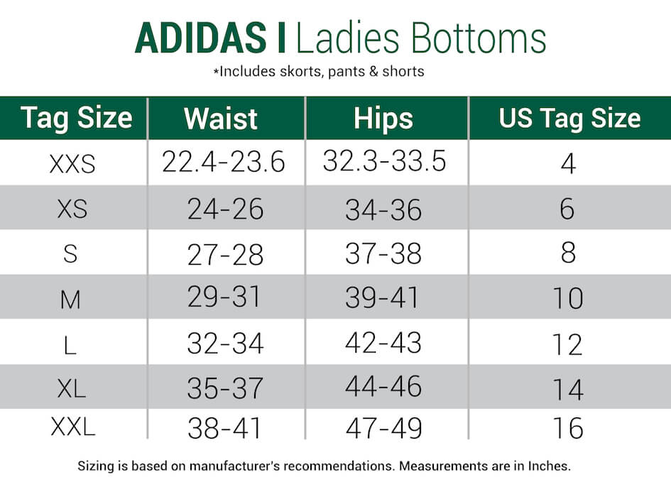 adidas-skorts-womens size chart