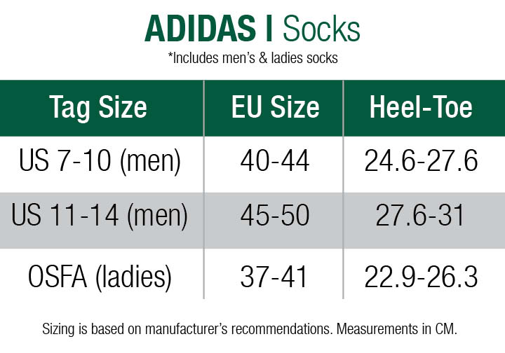 adidas socks size chart 3538