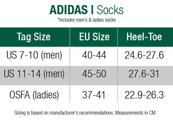 adidas-socks-womens size chart