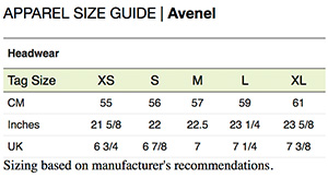 avenel-hats-mens size chart