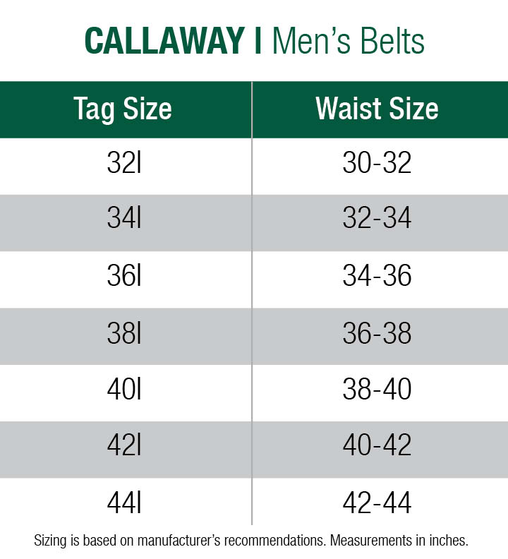 callaway-belts-mens size chart