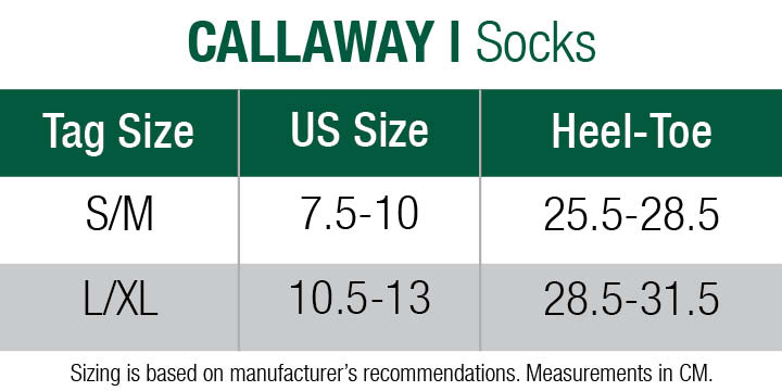 callaway-socks-mens size chart