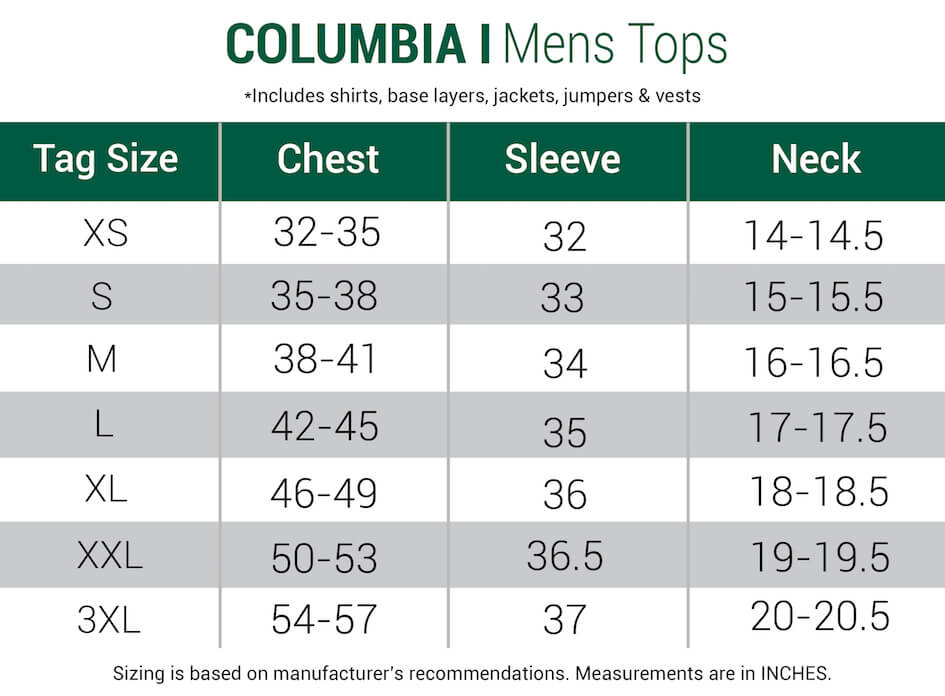 columbiagolf-shirts-mens size chart