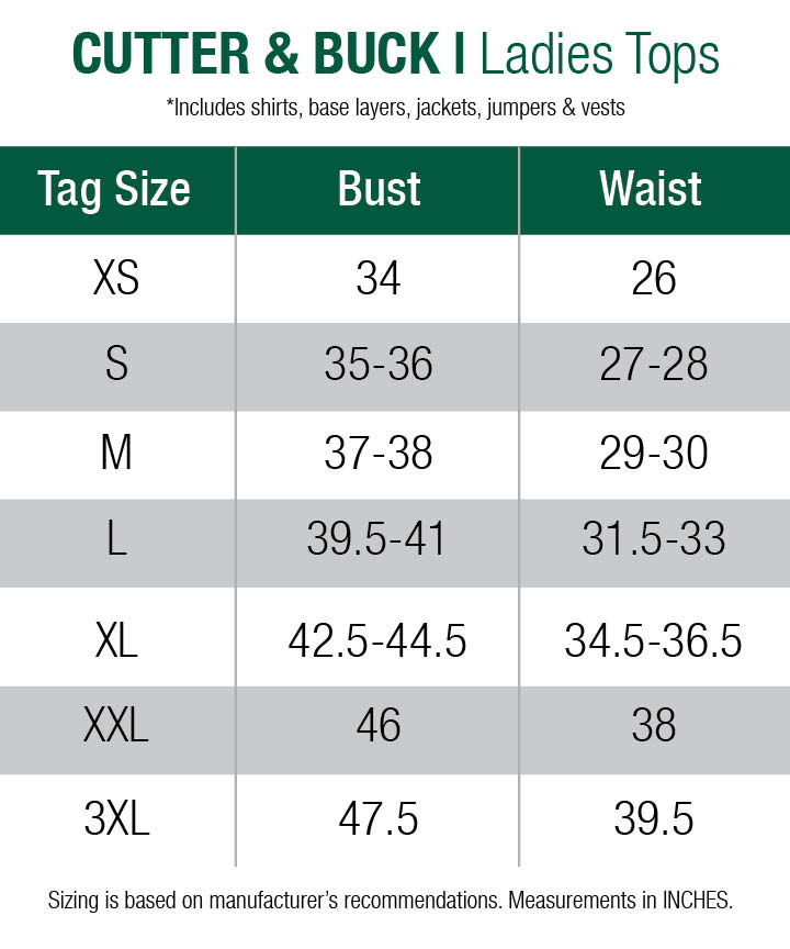 cutter&buck-shirts-womens size chart