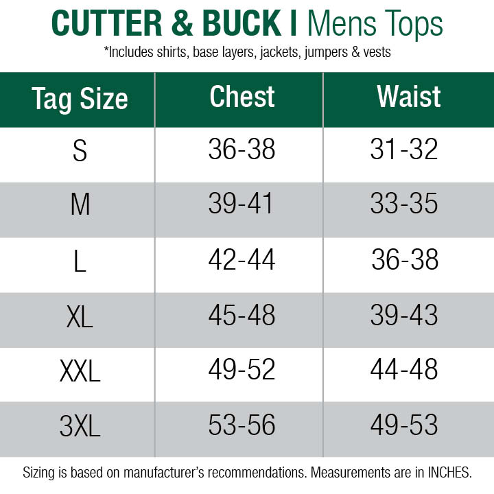 cutter&buck-vests-mens size chart
