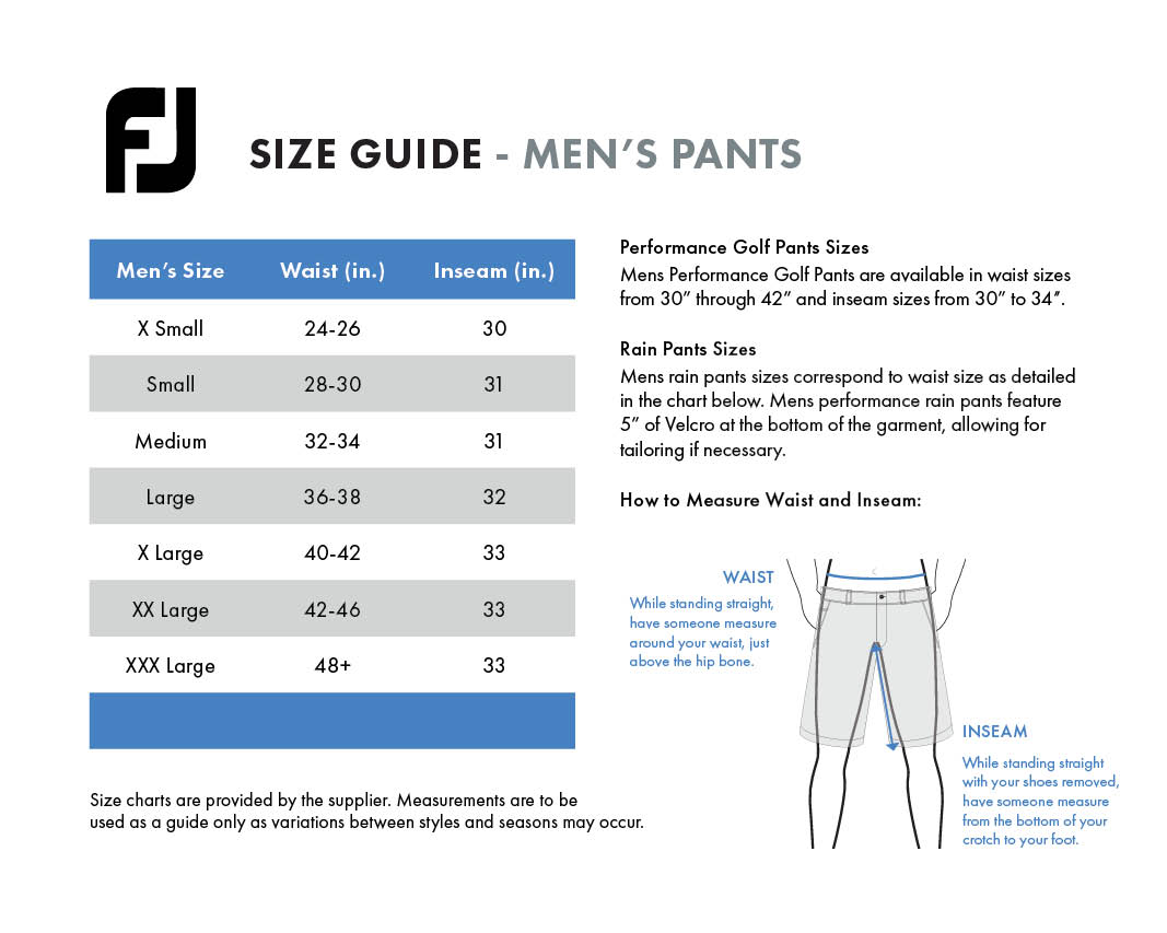 footjoy-pants-mens size chart