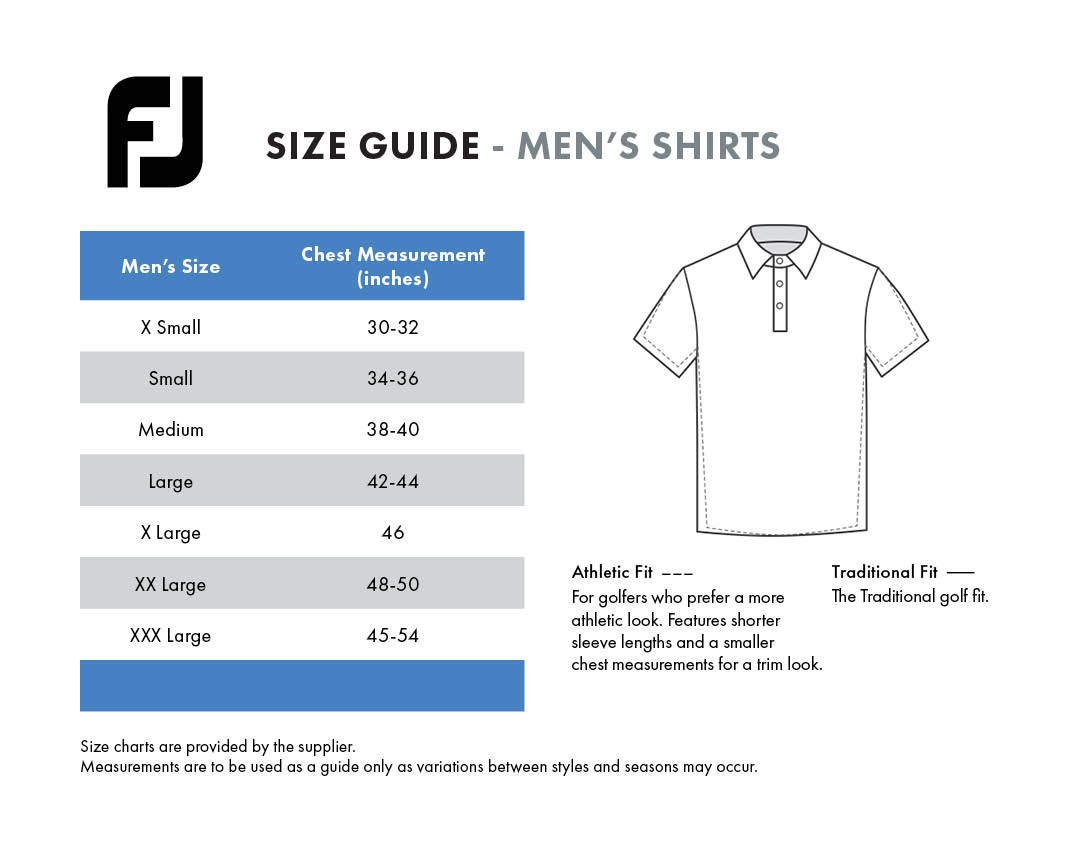 footjoy-shirts-mens size chart