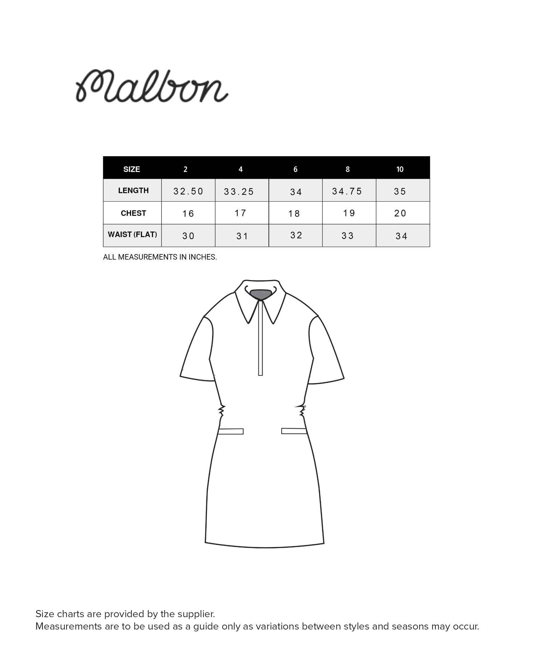 malbon-dresses-womens size chart
