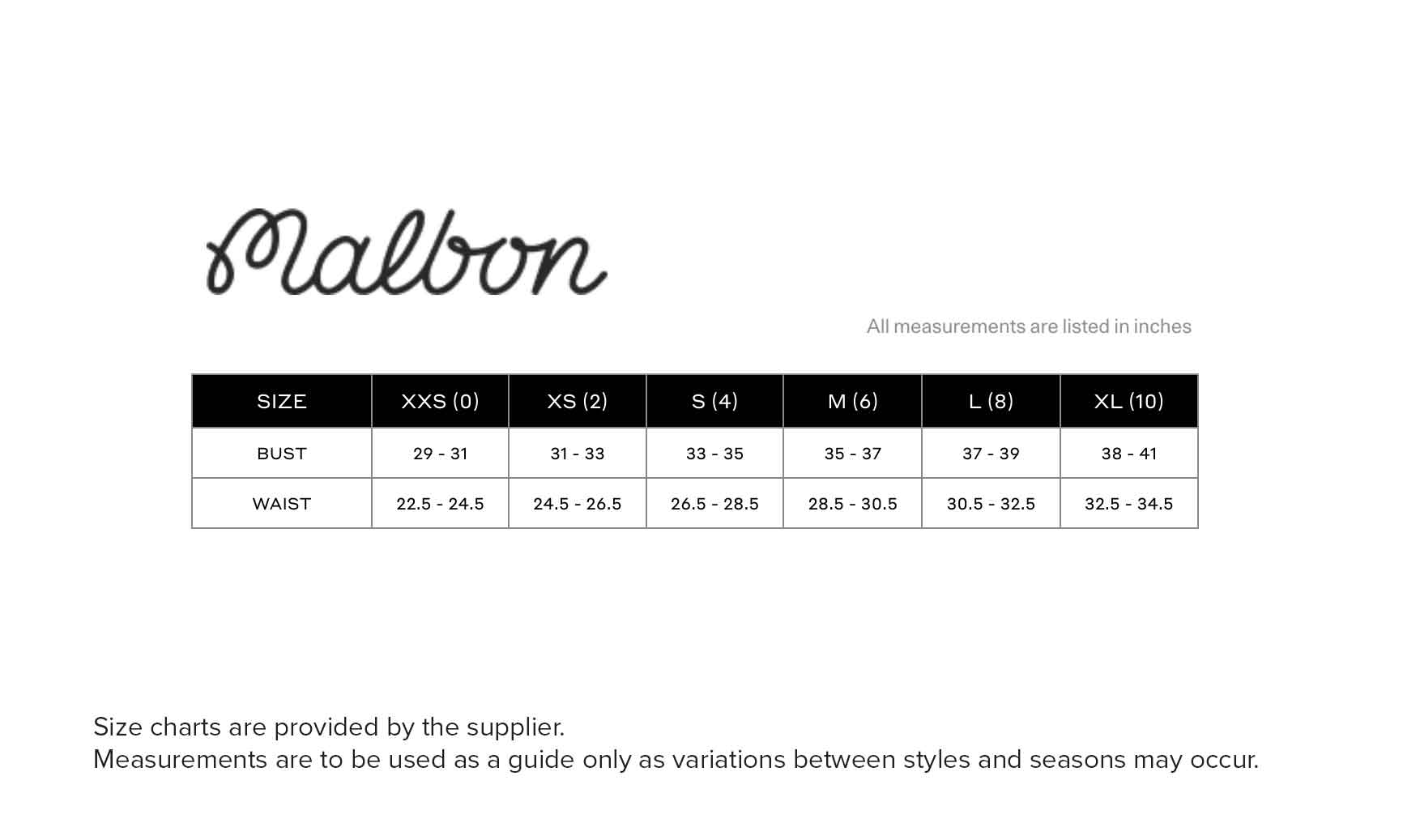 malbon-jumpers-womens size chart