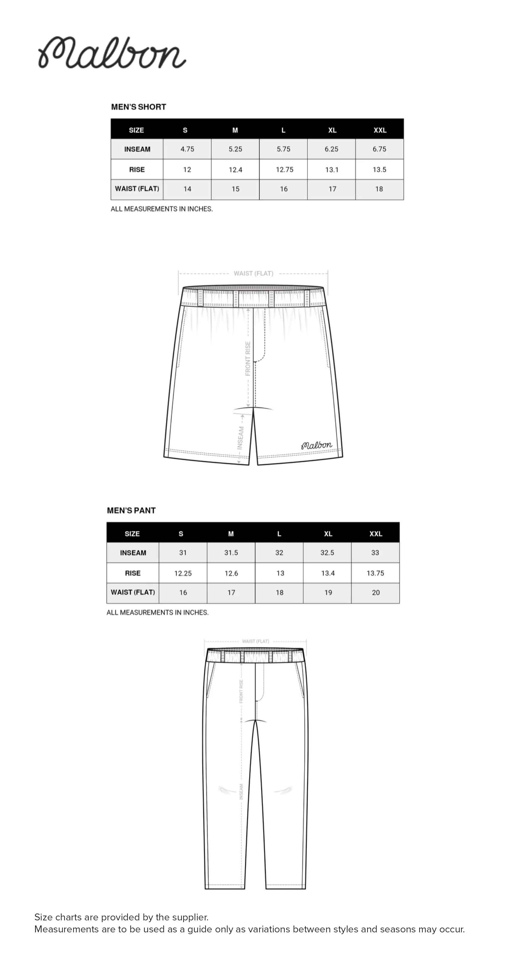 malbon-pants-mens size chart