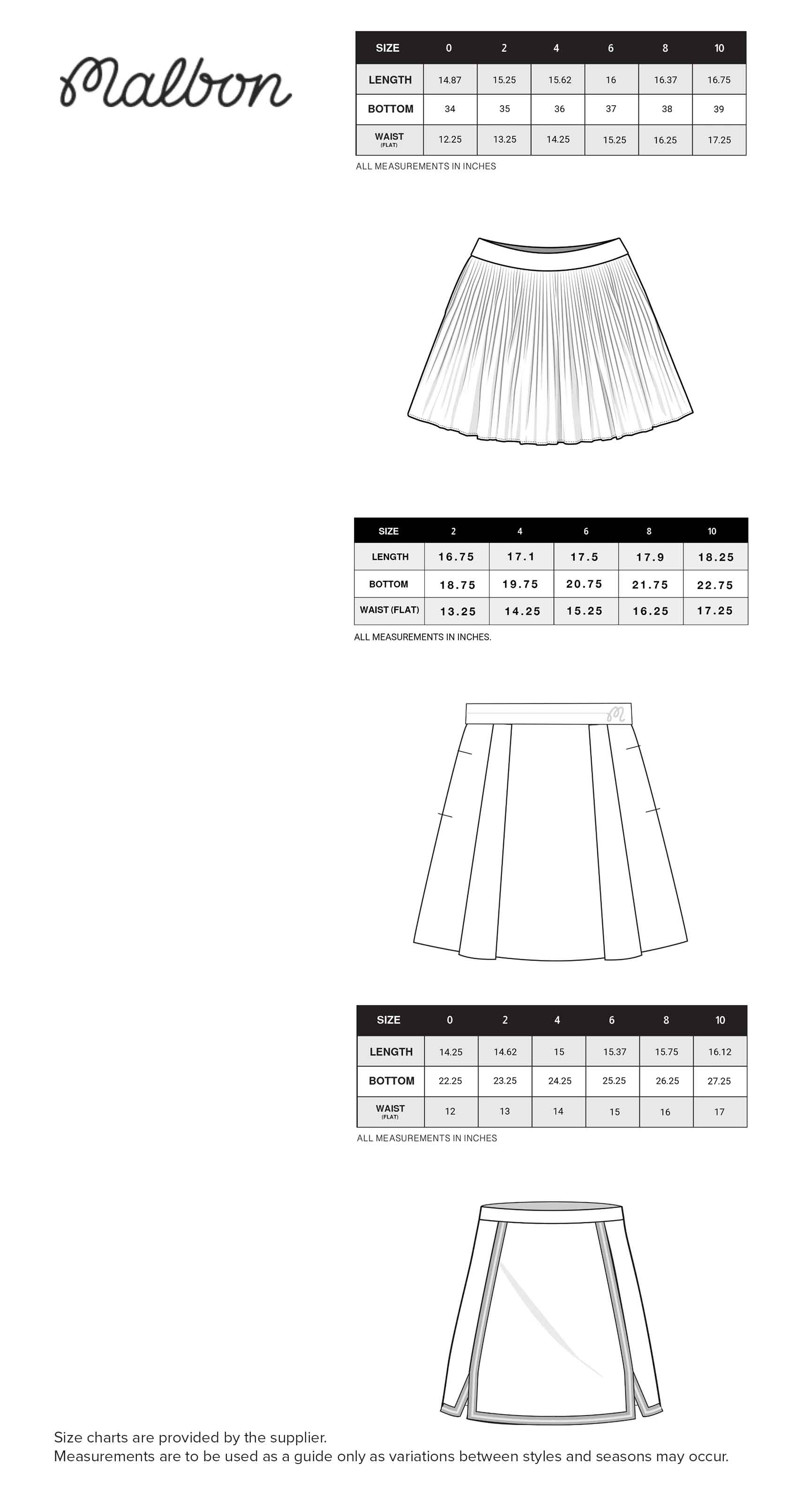 malbon-skorts-womens size chart