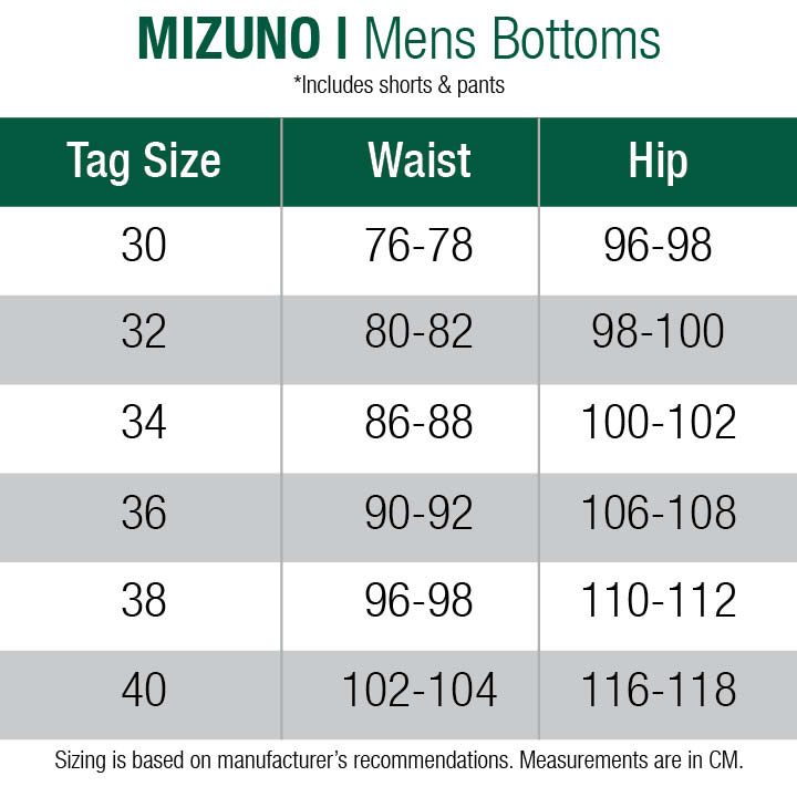 mizuno-pants-mens size chart