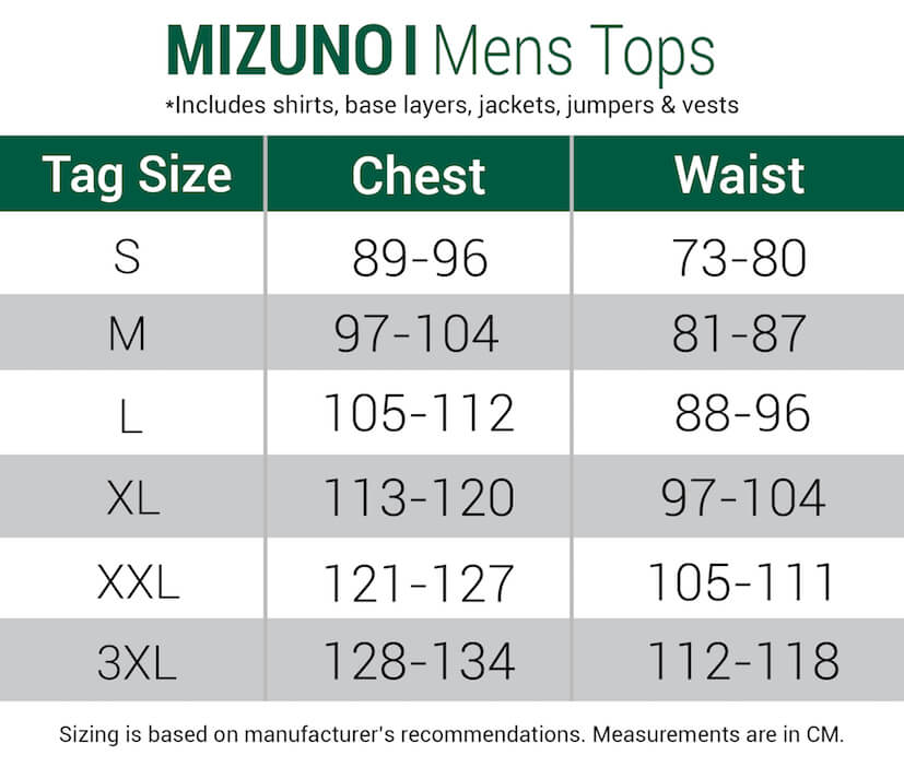 mizuno-shirts-mens size chart