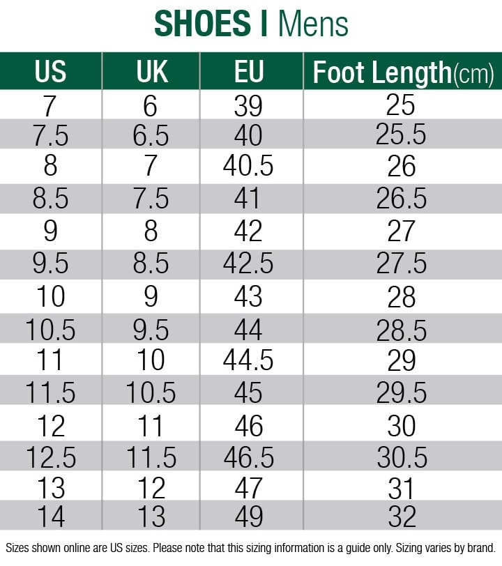 mizuno size chart cm