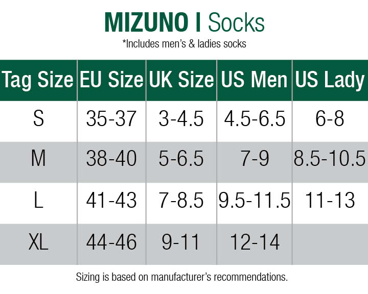 Mizuno Clothing Size Chart