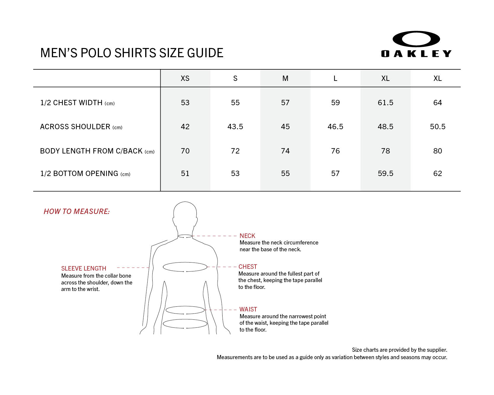 oakley-shirts-mens size chart