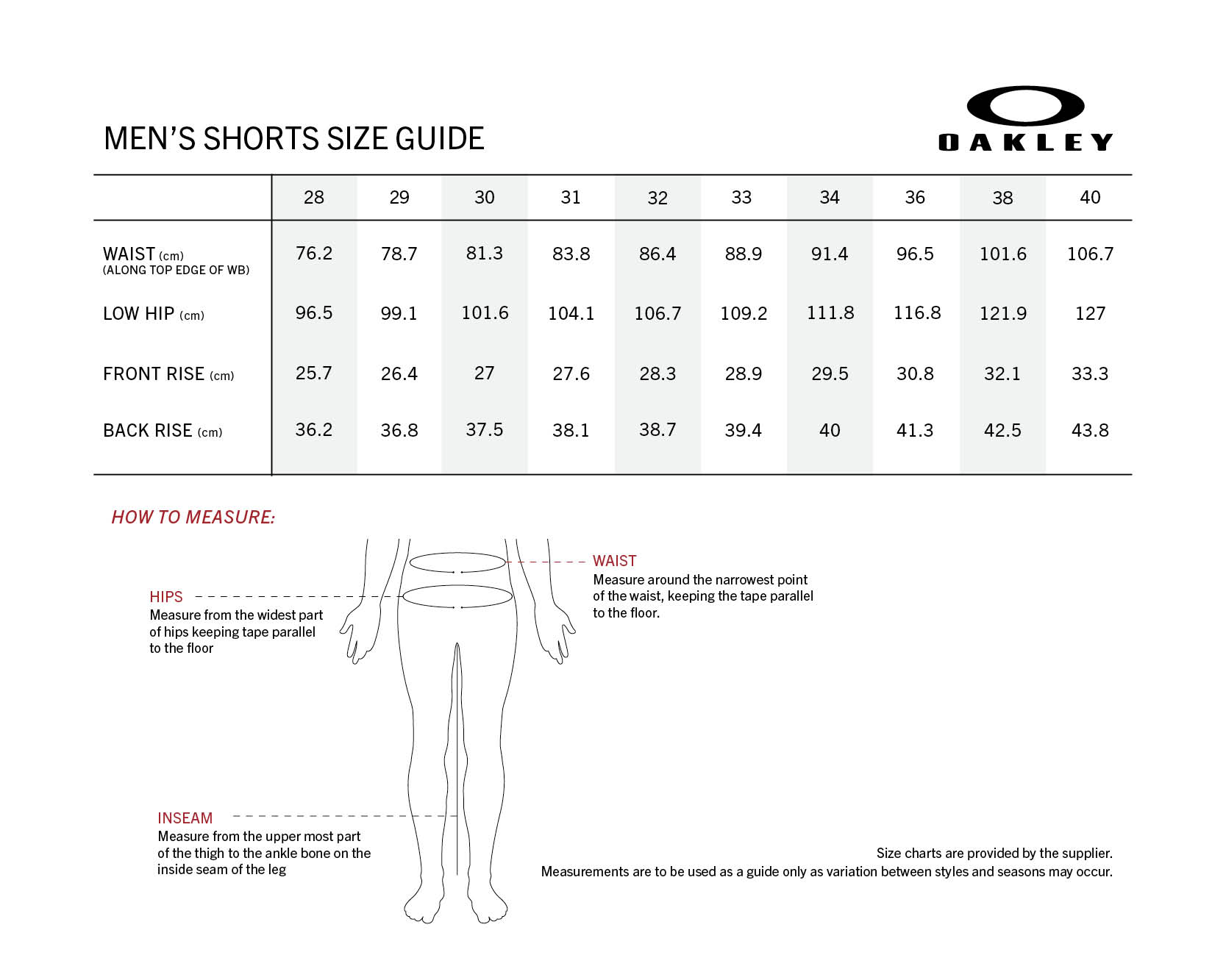 oakley-shorts-mens size chart