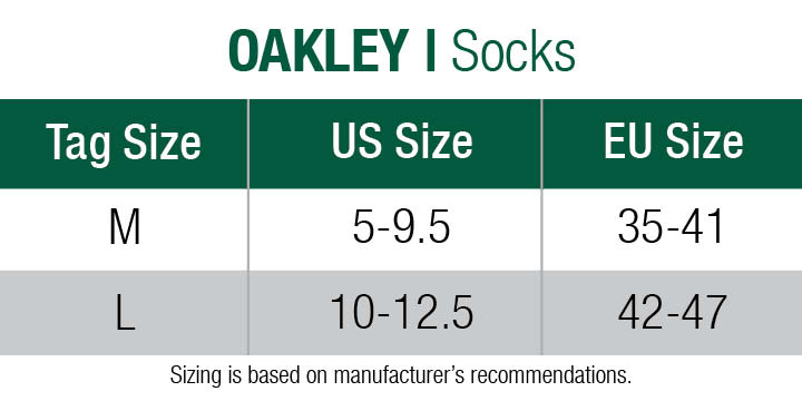 Oakley Socks Size Chart