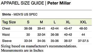 Peter Millar Size Chart