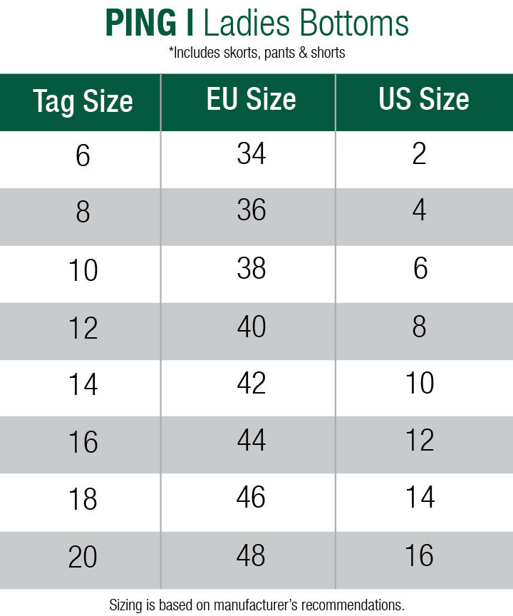 ping-skorts-womens size chart