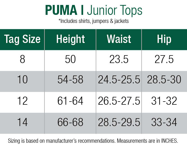 puma-shirts-juniors size chart