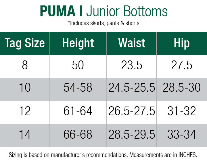 puma-shorts-juniors size chart