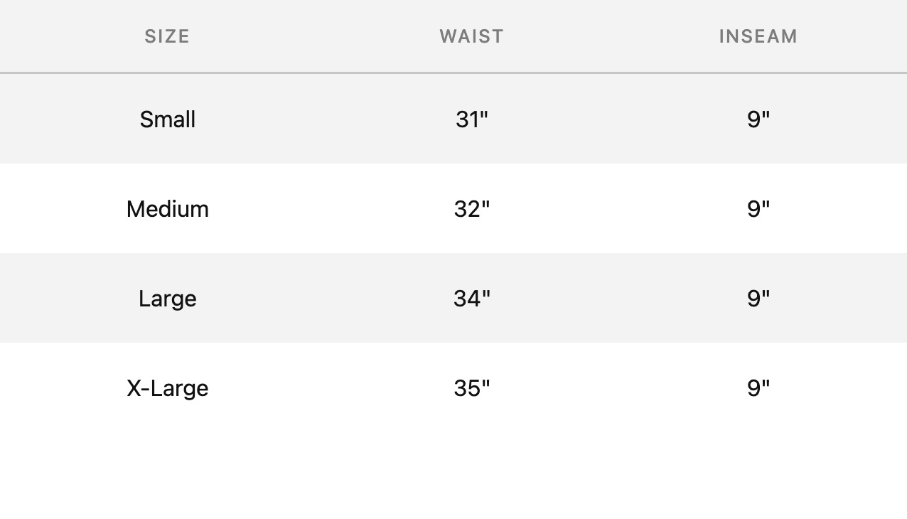 vessel-shorts-mens size chart
