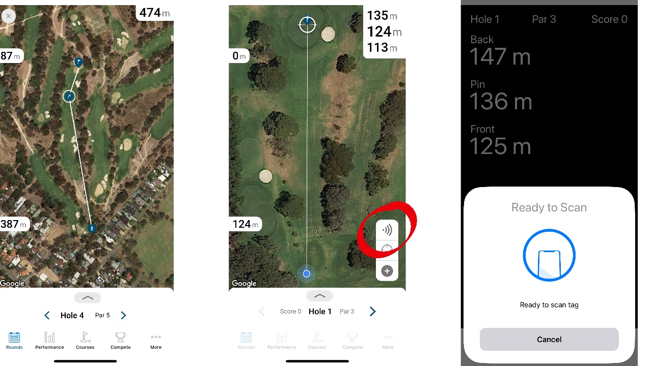Shot Scope GPS App With Scan Mode Enabled