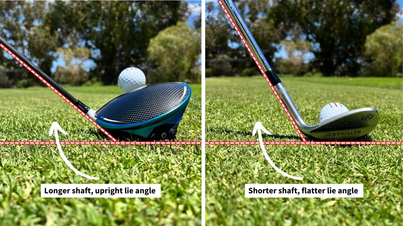 Golf club shaft length and lie angle 