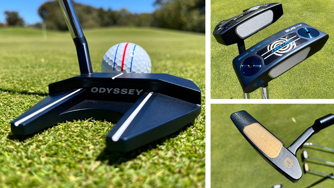 Odyssey Ai-One #7 putter (main), Double Wide putter and Ai-One Milled titanium face insert
